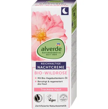Pleťový krém alverde NATURKOSMETIK noční pleťový krém bio divoká růže