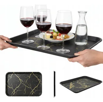 KUCHYŇSKÝ ČERNÝ PROTISKLUZOVÝ PODNOS ČÍŠNICKÝ PRO SERVÍROVÁNÍ 45,5×35,5×2 CM