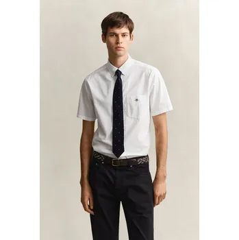 Pánské oblečení KOŠILE GANT REG CLASSIC POPLIN SS SHIRT WHITE