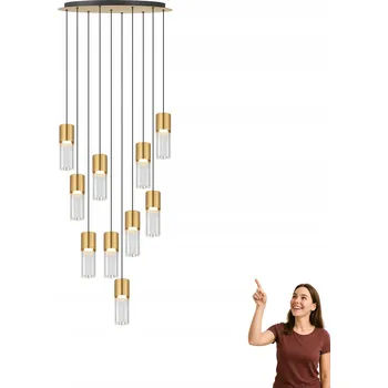 Závěsná lampa černo-zlatá moderní, 10 skleněných stínidel Zuma Line