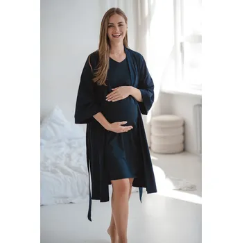 Těhotenská móda Bavlněný těhotenský župan Navy