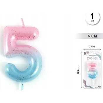 Dortová svíčka Narozeninová svíčka číslice 5 - dekorace na dort