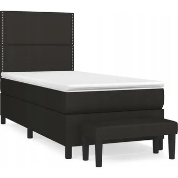 Postel Kontinentální postel černá 193 x 90 x 118/128 cm s matrací 90 x 190 x 20