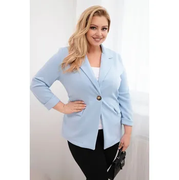 Dámské sako Dámská móda z viskózy Plus Size s dlouhým rukávem a límcem modrá UNI
