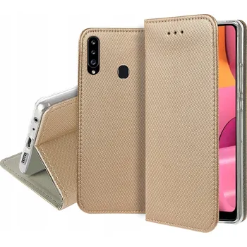 Pouzdro na mobilní telefon Flipové pouzdro TelForceOne pro Samsung Galaxy A20s, zlaté