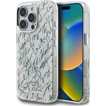 Pouzdro na mobilní telefon Karl Lagerfeld IML MagSafe Karl Script Pattern iPhone 16 Pro bílý