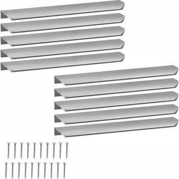 Nábytkové kování Nábytková Úchytka hranová moderní hliníková stříbrná 276mm 10 kusů