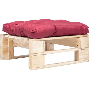 Sedací souprava zahrada-XL Zahradní taburet z palet s červenou poduškou přírodní dřevo 277475