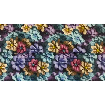 Vodítko pro psa Softshellové vodítko Active - Barevné květy Šířka: 2 cm, Délka: 1,5 m, Karabina: Vypouštěcí karabina 62 mm - chrom - střední pes