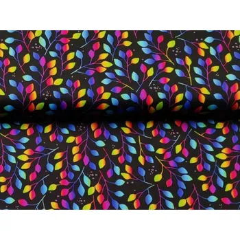 Vodítko pro psa Softshellové vodítko Active - Duhové listy Šířka: 2,5 cm, Délka: 2 m, Karabina: 90 mm - černá - velký pes