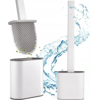 WC štětka Silikonový Kartáč na WC Toaletní Podlahový/Nástěnný Bílý