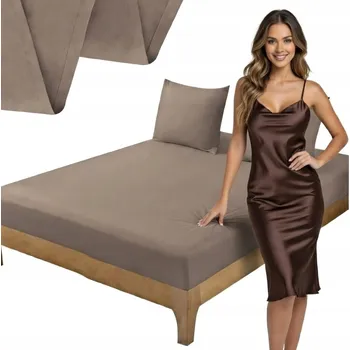 Prostěradlo Prostěradlo 200x220 Bavlněné Bez Gumy Béžové Bavlna Saténová