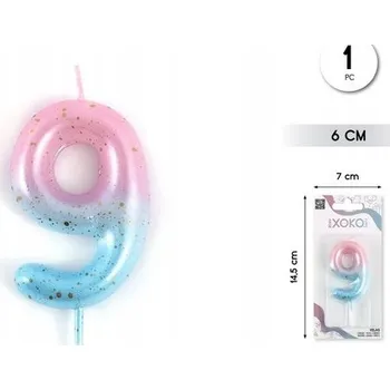 Dortová svíčka Svíčka číslice 9 – dekorace na dort