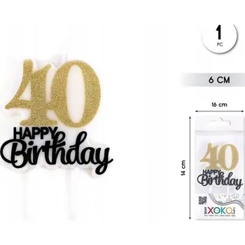 Party dekorace Svíčka k narozeninám 40 Happy Birthday - dekorace na dort