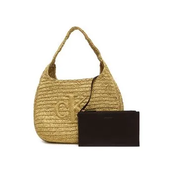Kabelka Kabelka Calvin Klein Bold Ck Raffia Lg Shoulder Bag LV04F3448G Béžová OS