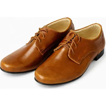 Chlapecké polobotky Chlapecké dětské společenské kožené boty 299 hnědé, Dětské boty 26