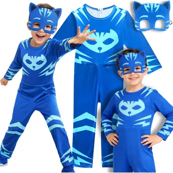 Karnevalový kostým KOSTÝM PŘEVLEK KOTBOY PJ MASKS KOČKA MASKA NA KARNEVALOVÝ BÁL 122 / 128 CM