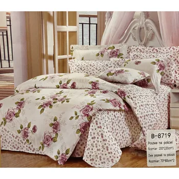 Povlečení Sada povlečení 100% bavlna Mengtianzi B-8719 bílá s růžemi 160 x 200 3 dílků