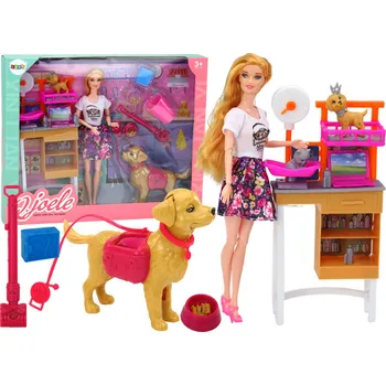 Panenka LEAN Toys Panenka se psy a kočkou s veterinárními doplňky