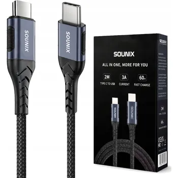 Datový kabel Kabel SOUNIX USB-C - USB-C 2 m černý