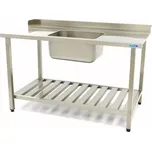 Maxima Stůl na mytí nádobí - 120 x 75 cm - pravý - s dřezem a zadní deskou - včetně odkládací police | 09201031