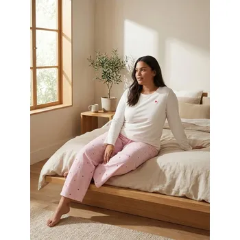 Dámské pyžamo Sinsay - Bavlněná dvoudílná pyžama s potiskem - krémová - 398HV-01X - 398HV-01X-L