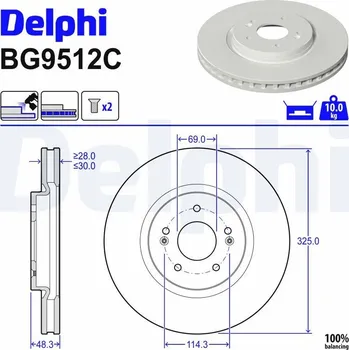 Brzdový systém Brzdový kotouč DELPHI BG9512C