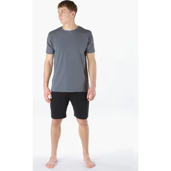 Pánská noční košile GINA 79204P Pyžamo krátké pánské Barva: Tm. šedá-Černá, Velikost: XL