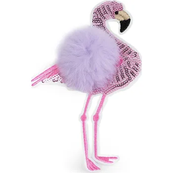 Textilní nažehlovací páska Nažehlovačka plameňák s kožešinou Varianta: 3 (44) fialová sv., Balení: 1 ks