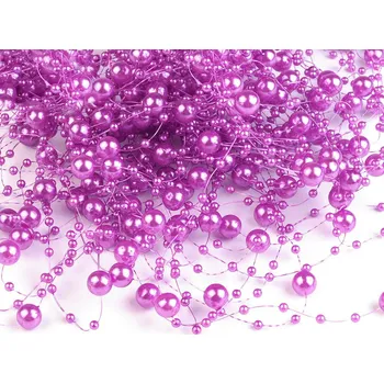 Vánoční dekorace Perly na silonu Ø7 mm délka 130 cm Varianta: 39 fialová světlá, Balení: 4 ks