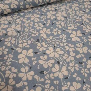 Pro útulný domov bavlněná látka JETEL NA MODRÉ