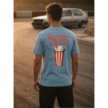 Sinsay - Bavlněná košilka s potiskem - modrá - 267HL-55X - 267HL-55X-XS