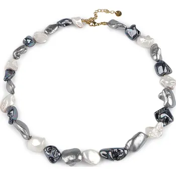 Fitness náramek Perlový náhrdelník z úlomků mušlí Varianta: 3 modrošedá, Balení: 1 ks
