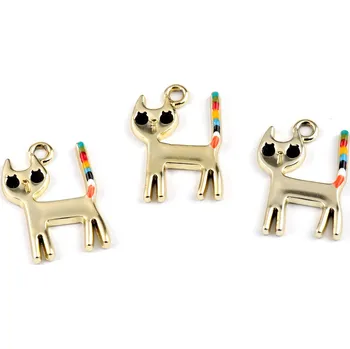 Knoflík Kovový přívěsek / taháček na zip kočka 14x21 mm Varianta: zlatá sv., Balení: 3 ks