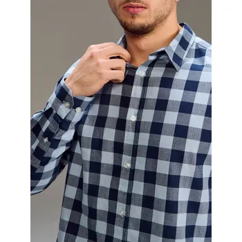 Pánská košile Sinsay - Bavlněná kostkovaná košile - světle modrá - 465HS-50X - 465HS-50X-2XL