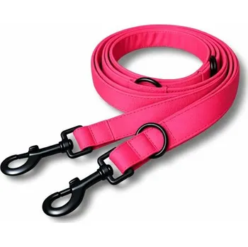 Vodítko pro psa Přepínací vodítko Active - Neon růžová Šířka: 2,5 cm, Délka: 2,5 m, Karabina: Hliníková karabina 71 mm - stříbrná - velký pes