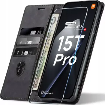 Pouzdro na mobilní telefon Xiaomi 15T Pro – magnetické kožené pouzdro s klopou, kapsou na karty, stojánkem a podporou bezdrátového nabíjení (Elegantní magnetické pouzdro pro Xiaomi 15T Pro z měkké ekologické kůže. Obsahuje kapsy na karty, přihrádku na bankovky, funkci stojánku a ze