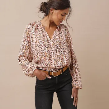 Dámská halenka Voálová halenka s potiskem skvrn růžová 54