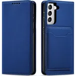 Hurtel Magnetický kryt s kartou pro Samsung Galaxy S22 + (S22 Plus) - pouzdro, peněženka, držák karet, modrý