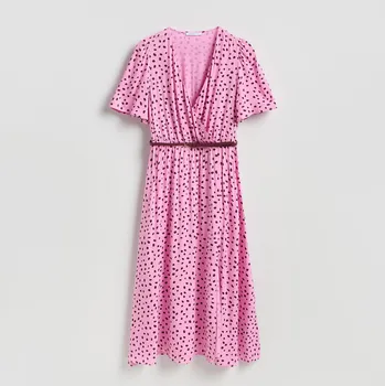 Dámské šaty Reserved - Šaty s&nbsp;řetízkovým páskem - růžová - 350HK-30X - 350HK-30X-S