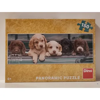 Puzzle DINO Puzzle 150 dílků – panoramatické puzzle pro děti DINO 150 dílků panoramatický formát: Pět štěňátek