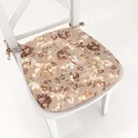 Sametový oblý podsedák Tamara TMR-042 Hnědé květy na šedobéžovém - 39x37x3 cm