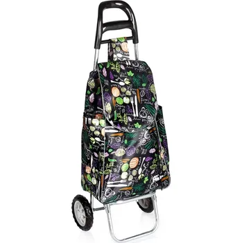 Nákupní taška Nákupní vozík s taškou 30 l – černý s motivem zeleniny