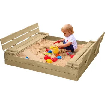 Pískoviště Atmowood AW179 Dřevěné přírodní pískoviště s lavičkami 150 x 137 x 20 cm