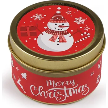 Vánoční dekorace Vánoční vonná svíčka v plechovce 60 g Varianta: 2 krémová nejsvět. sněhulák, Balení: 1 ks