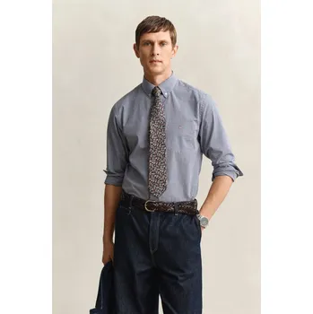 Pánské oblečení KOŠILE GANT REG CLASSIC POPLIN GINGHAM SHIRT PERSIAN BLUE