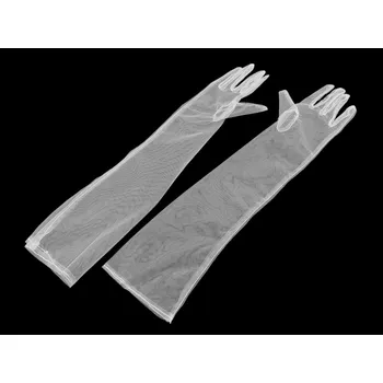 Fitness rukavice Dlouhé společenské rukavice tylové Varianta: 1 bílá, Balení: 1 pár