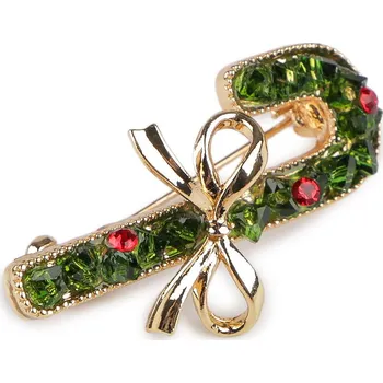Vánoční dekorace Vánoční brož s broušenými kamínky Varianta: 2 zelená tmavá, Balení: 1 ks