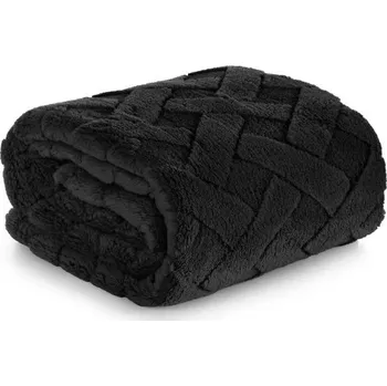Prostěradlo Přehoz / Deka na postel CARO měkká 160x200 cm ČERNÁ