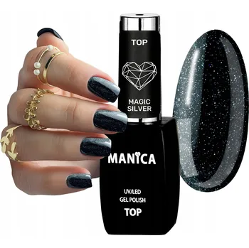 Lak na nehty MANICA Vrchní lak na hybridní nehty UV/LED Gel Polish Top Magic Silver 10 ml